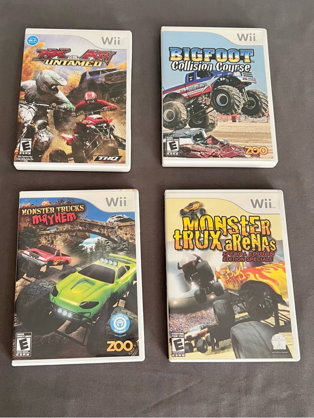 Lot Of 4 Wii Nintendo Games Monster Trux Arena Bigfoot Collision Course MX/ATV